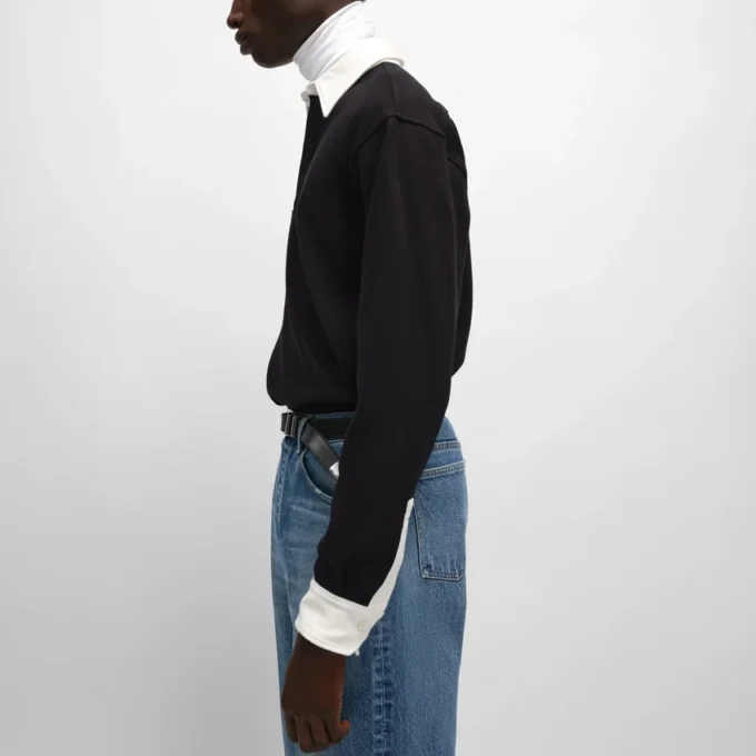 Polo Shirt in Ribbed Cotton Jersey Polo Shirt in Ribbed Cotton Jersey