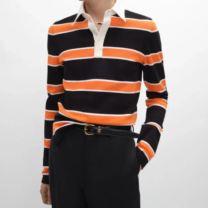 Polo Shirt in Striped Cotton Jersey Polo Shirt in Striped Cotton Jersey