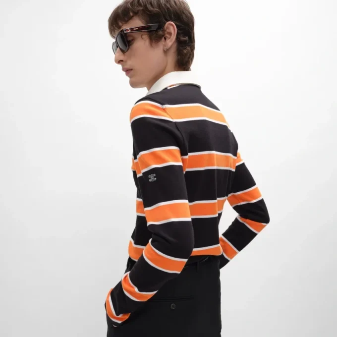 Polo Shirt in Striped Cotton Jersey Polo Shirt in Striped Cotton Jersey