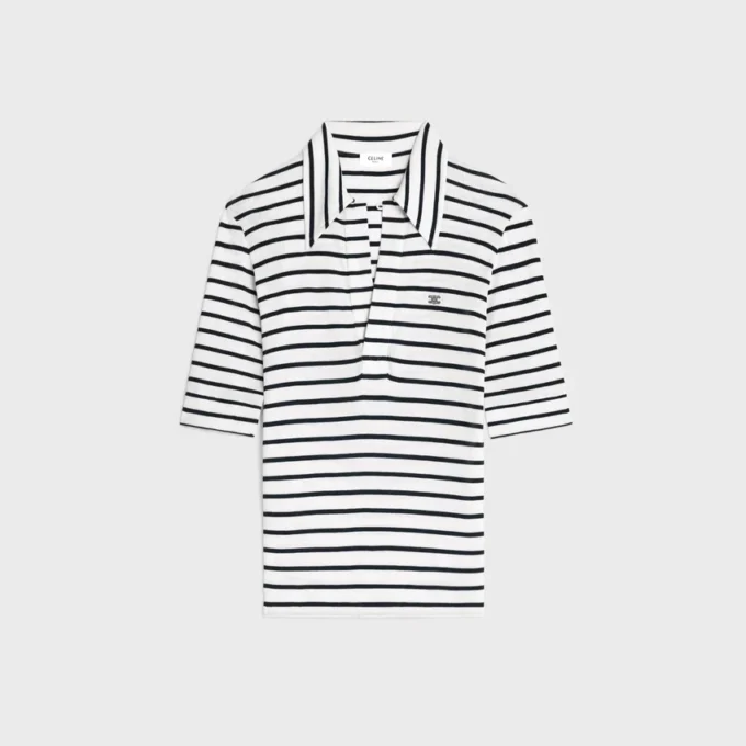 Polo Shirt in Striped Silk Jersey Polo Shirt in Striped Silk Jersey
