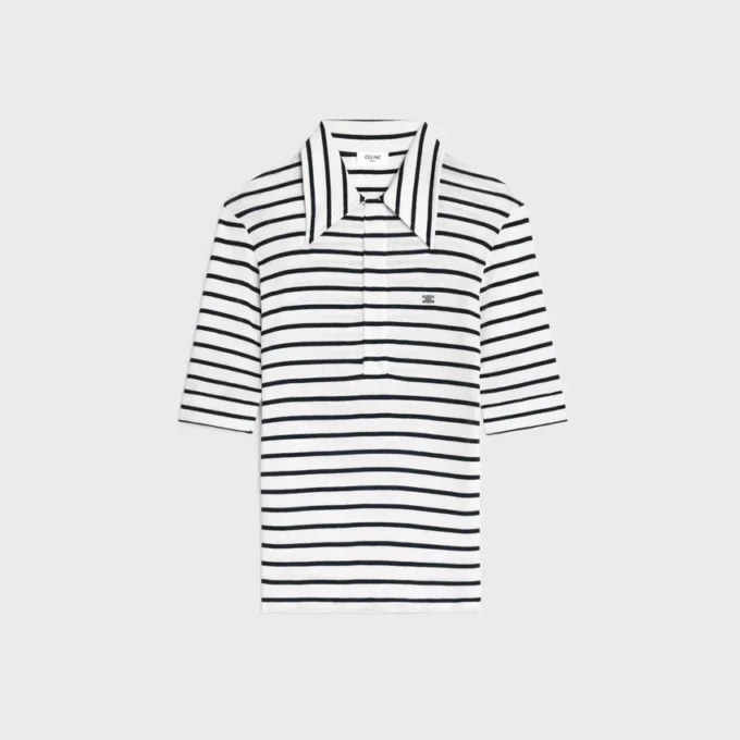 Polo Shirt in Striped Silk Jersey Polo Shirt in Striped Silk Jersey