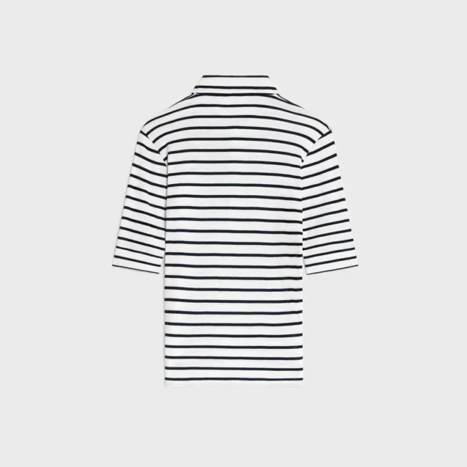 Polo Shirt in Striped Silk Jersey Polo Shirt in Striped Silk Jersey