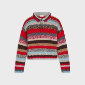 Polo Sweater in Mouline Alpaca and Wool