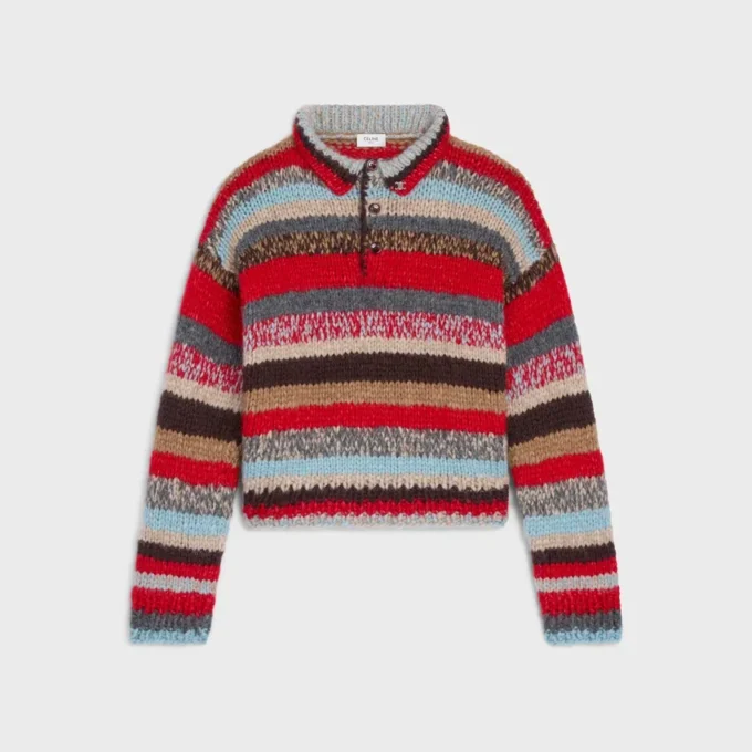 Polo Sweater in Mouline Alpaca and Wool Polo Sweater in Mouline Alpaca and Wool