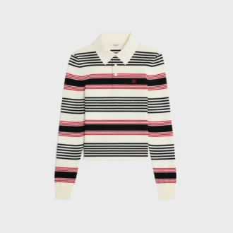Polo Sweater in Striped Cotton