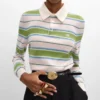 Polo Sweater in Striped Cotton Polo Sweater in Striped Cotton