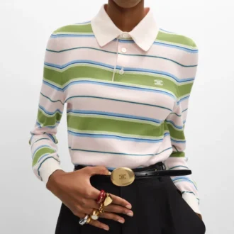 Polo Sweater in Striped Cotton