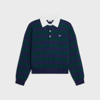 Polo Sweater in Striped Wool