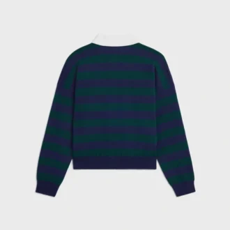 Polo Sweater in Striped Wool