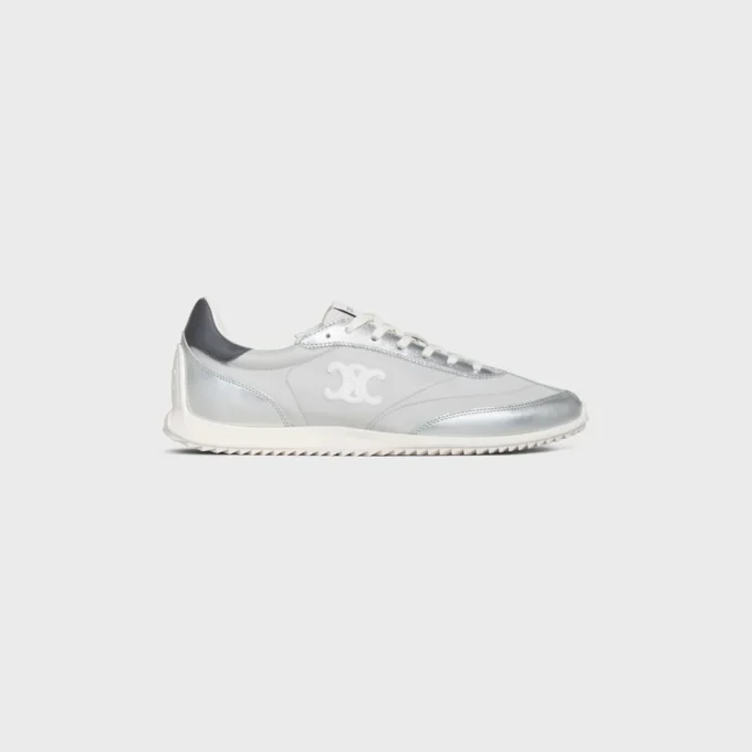 Racer Sneaker in Nylon, Laminated Calfskin and Calfskin Racer Sneaker in Nylon, Laminated Calfskin and Calfskin
