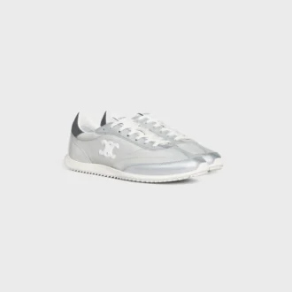 Racer Sneaker in Nylon, Laminated Calfskin and Calfskin