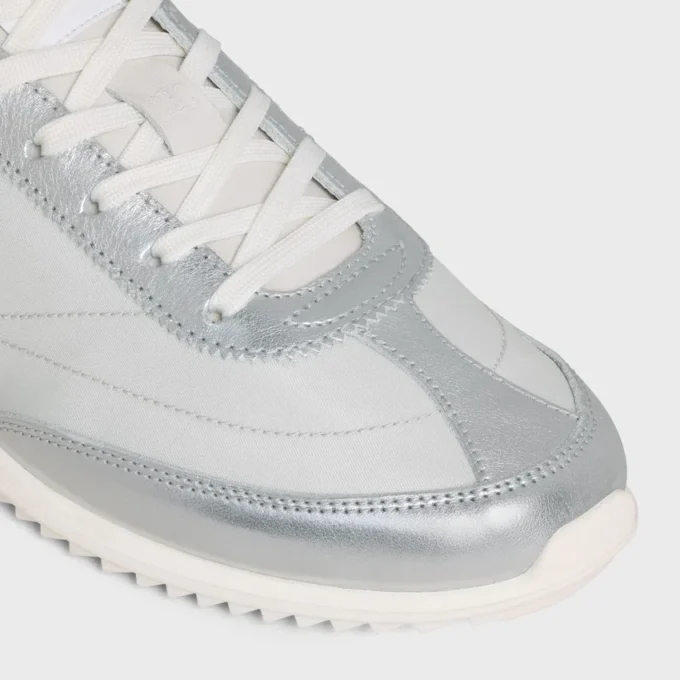 Racer Sneaker in Nylon, Laminated Calfskin and Calfskin Racer Sneaker in Nylon, Laminated Calfskin and Calfskin