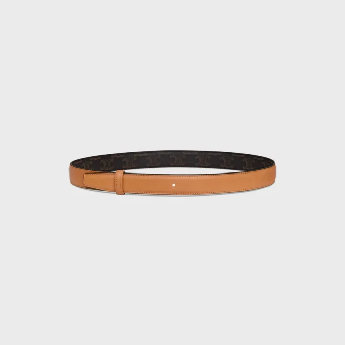 Reversible Strap 25Mm in Natural Calfskin and Triomphe Canvas