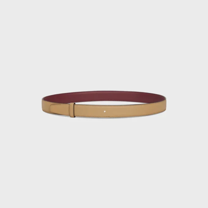 Reversible Strap 25Mm in Smooth and Grained Calfskin