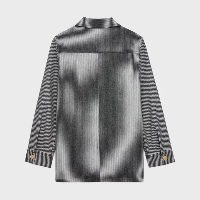 Safari Jacket in Hickory Striped Cotton Safari Jacket in Hickory Striped Cotton