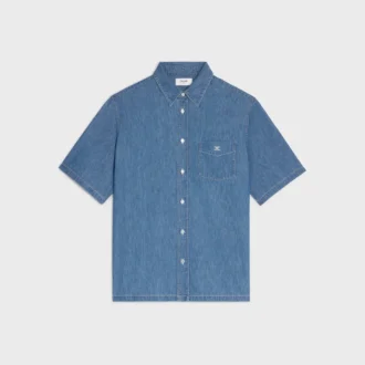 Short-Sleeved Shirt in Cotton Denim