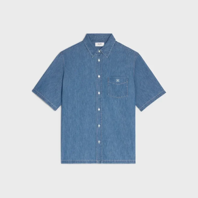 Short-Sleeved Shirt in Cotton Denim Short-Sleeved Shirt in Cotton Denim