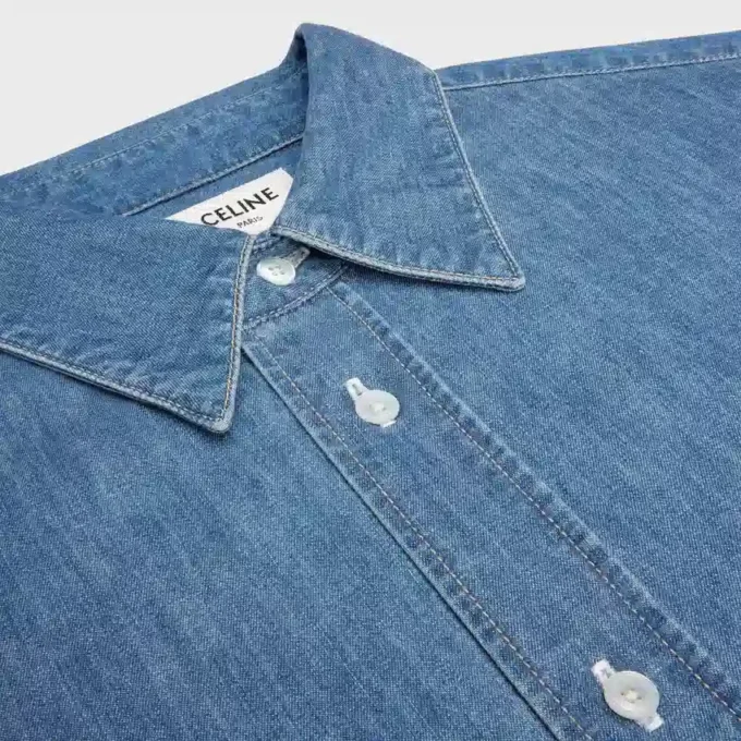 Short-Sleeved Shirt in Cotton Denim Short-Sleeved Shirt in Cotton Denim