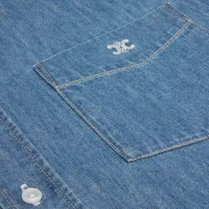 Short-Sleeved Shirt in Cotton Denim Short-Sleeved Shirt in Cotton Denim