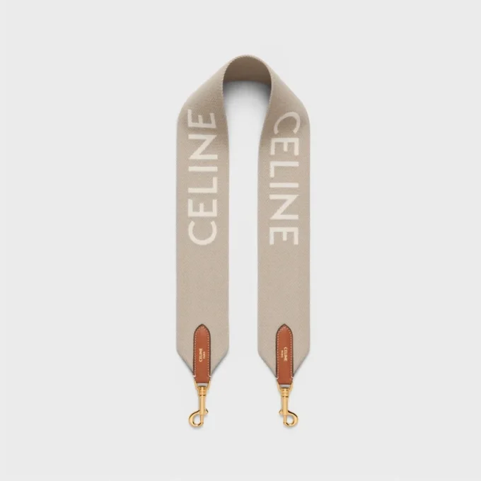 Short Strap in Wool with Celine Jacquard with Gold Finishing Short Strap in Wool with Celine Jacquard with Gold Finishing