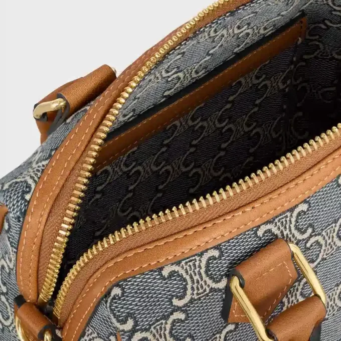 Small Boston in Triomphe Jacquard and Calfskin Small Boston in Triomphe Jacquard and Calfskin