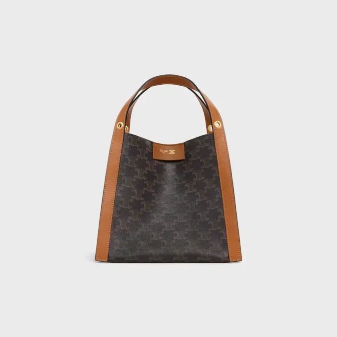 Small Cube Bag in Triomphe Canvas and Natural Calfskin Small Cube Bag in Triomphe Canvas and Natural Calfskin