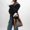 Small Cube Bag in Triomphe Canvas and Natural Calfskin Small Cube Bag in Triomphe Canvas and Natural Calfskin