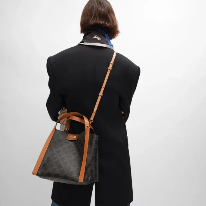 Small Cube Bag in Triomphe Canvas and Natural Calfskin Small Cube Bag in Triomphe Canvas and Natural Calfskin