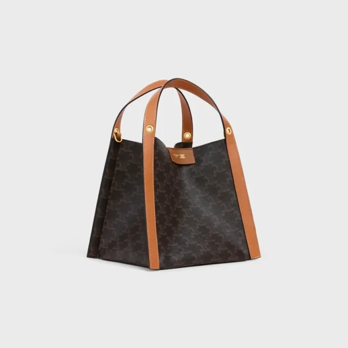 Small Cube Bag in Triomphe Canvas and Natural Calfskin Small Cube Bag in Triomphe Canvas and Natural Calfskin