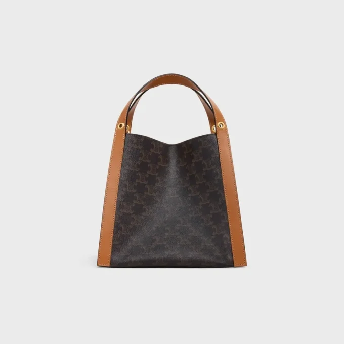Small Cube Bag in Triomphe Canvas and Natural Calfskin Small Cube Bag in Triomphe Canvas and Natural Calfskin