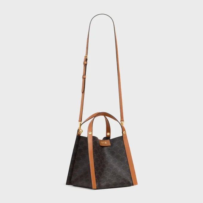 Small Cube Bag in Triomphe Canvas and Natural Calfskin Small Cube Bag in Triomphe Canvas and Natural Calfskin