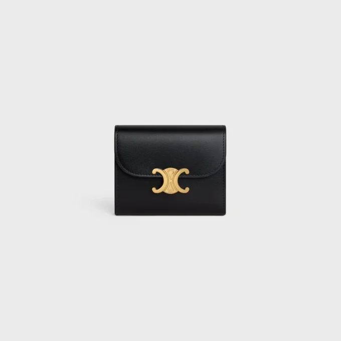 Small Flap Wallet Triomphe in Shiny Calfskin Small Flap Wallet Triomphe in Shiny Calfskin