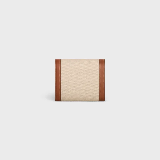 Small Flap Wallet Triomphe in Textile and Calfskin
