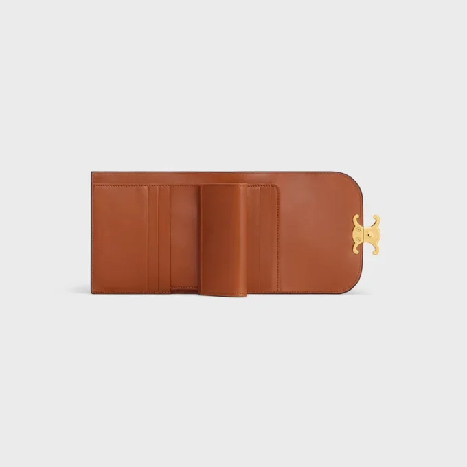Small Flap Wallet Triomphe in Textile and Calfskin