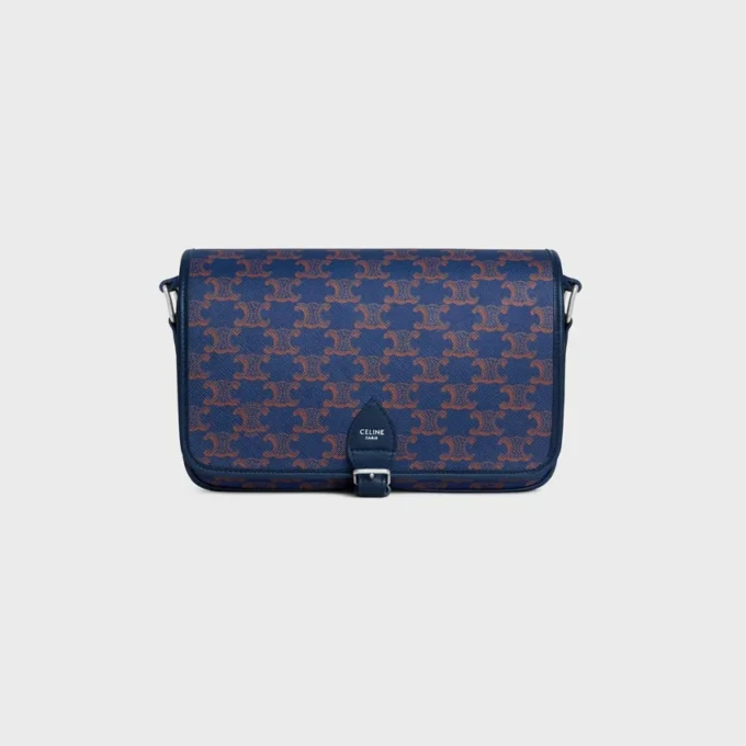 Small Folco Messenger in Triomphe Canvas and Calfskin Small Folco Messenger in Triomphe Canvas and Calfskin