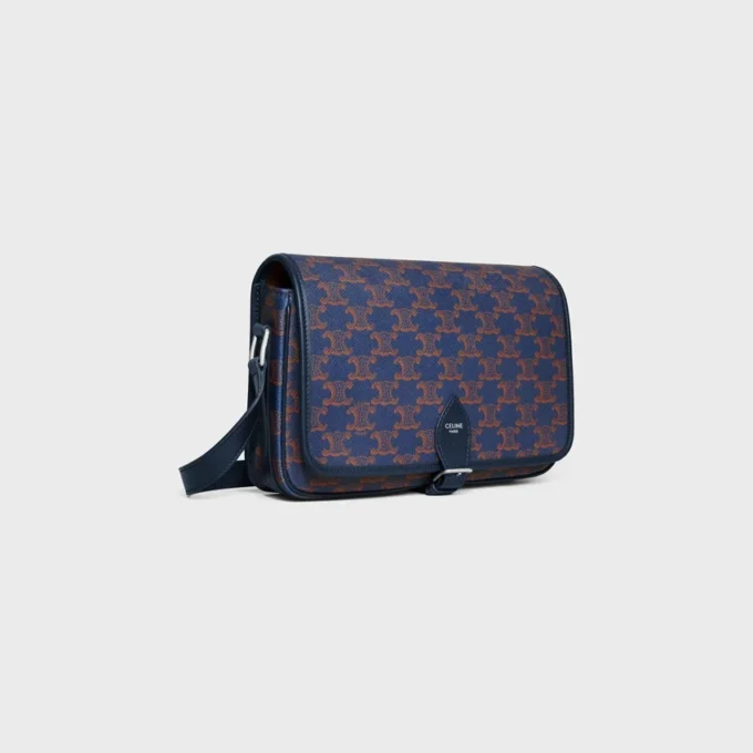 Small Folco Messenger in Triomphe Canvas and Calfskin Small Folco Messenger in Triomphe Canvas and Calfskin