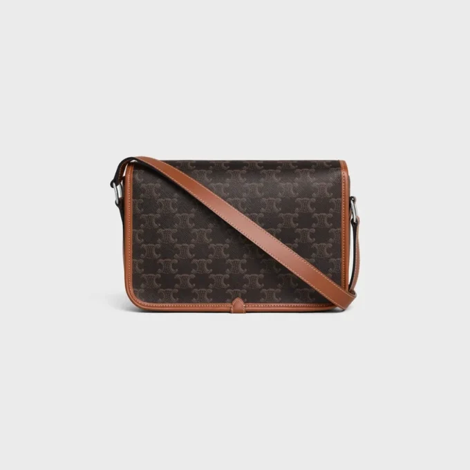 Small Folco Messenger in Triomphe Canvas and Calfskin Small Folco Messenger in Triomphe Canvas and Calfskin