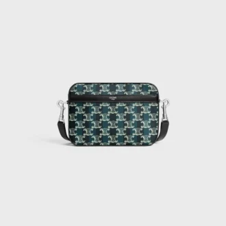 Small Messenger Bag in Striped Triomphe Canvas and Calfskin