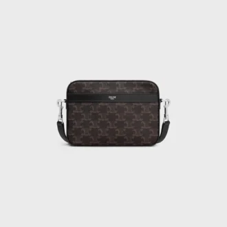 Small Messenger Bag in Triomphe Canvas and Calfskin