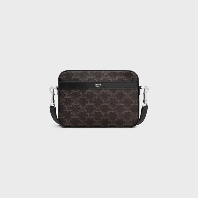 Small Messenger Bag in Triomphe Canvas and Calfskin Small Messenger Bag in Triomphe Canvas and Calfskin