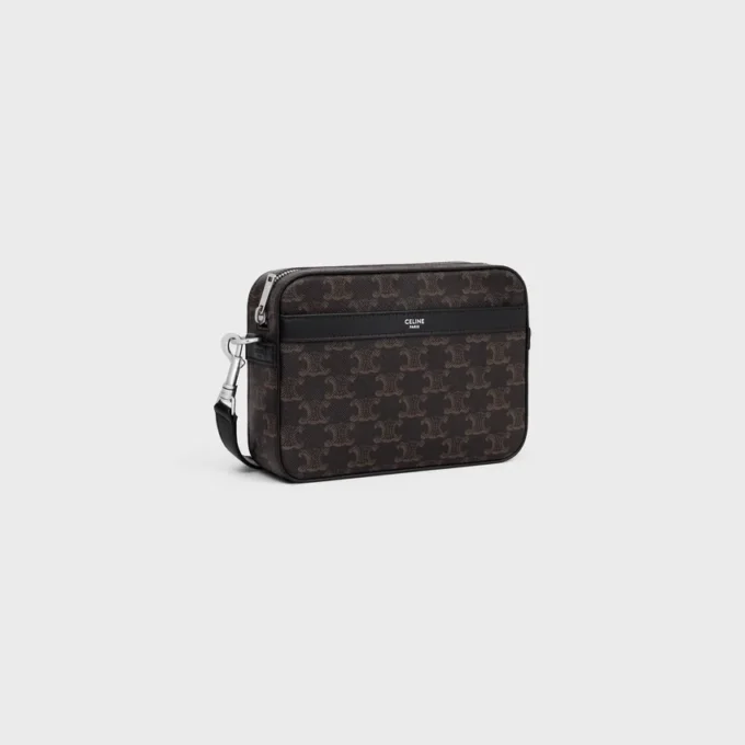 Small Messenger Bag in Triomphe Canvas and Calfskin Small Messenger Bag in Triomphe Canvas and Calfskin