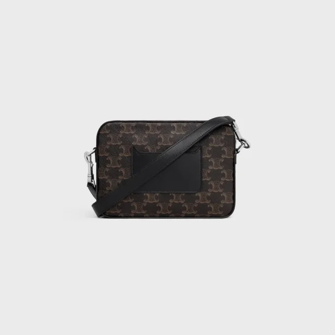 Small Messenger Bag in Triomphe Canvas and Calfskin Small Messenger Bag in Triomphe Canvas and Calfskin