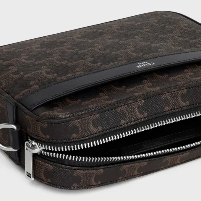 Small Messenger Bag in Triomphe Canvas and Calfskin Small Messenger Bag in Triomphe Canvas and Calfskin