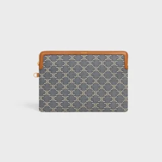Small Pouch with Strap Cuir Triomphe in Jacqaurd Triomphe All Over