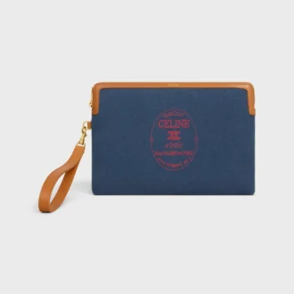 Small Pouch with Strap Cuir Triomphe in Textile with Embroidery
