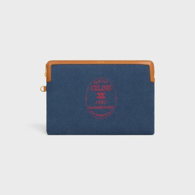 Small Pouch with Strap Cuir Triomphe in Textile with Embroidery Small Pouch with Strap Cuir Triomphe in Textile with Embroidery