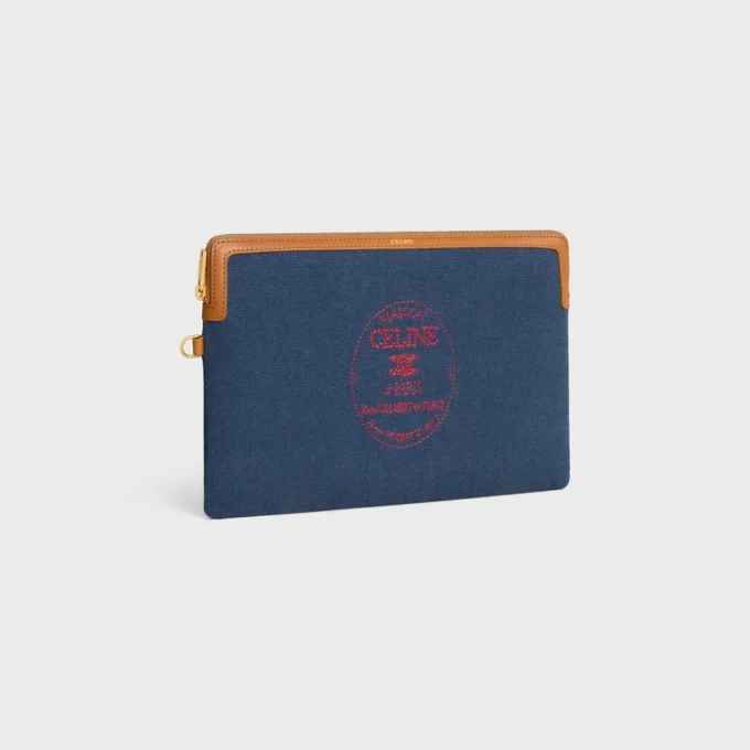 Small Pouch with Strap Cuir Triomphe in Textile with Embroidery Small Pouch with Strap Cuir Triomphe in Textile with Embroidery