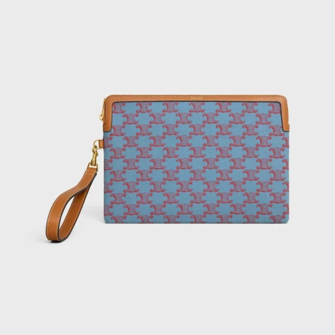Small Pouch with Strap Cuir Triomphe in Textile with Triomphe All Over Small Pouch with Strap Cuir Triomphe in Textile with Triomphe All Over