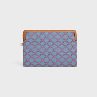 Small Pouch with Strap Cuir Triomphe in Textile with Triomphe All Over