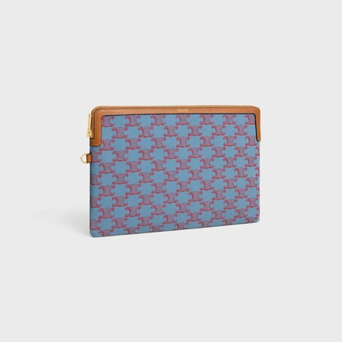 Small Pouch with Strap Cuir Triomphe in Textile with Triomphe All Over Small Pouch with Strap Cuir Triomphe in Textile with Triomphe All Over